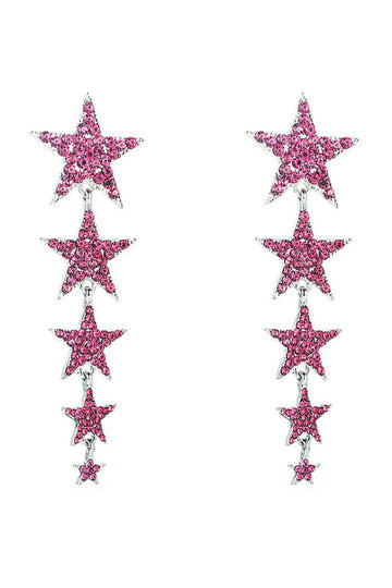 Fuchsia Gwiazdy Pięcioramienne Kolczyki Na Studniówkę